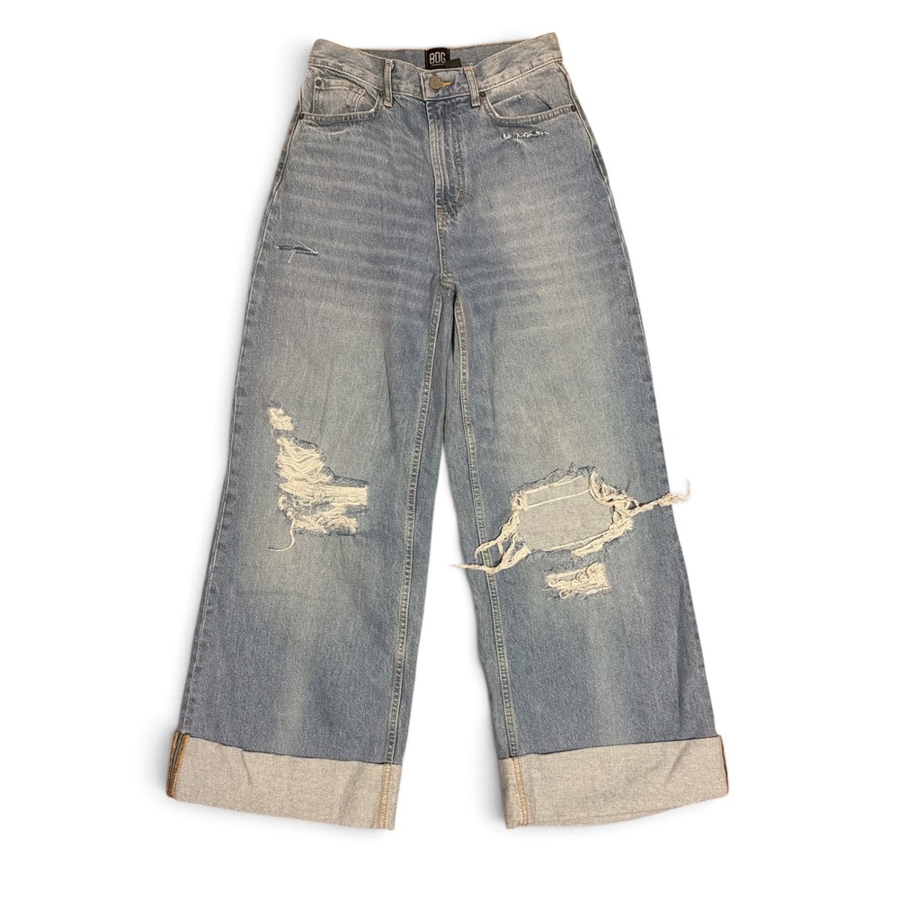 BDG Urban Outfitters Skater Baggy Jeans Light Wash Distressed Wide Leg 26 Womens - Picture 2 of 5